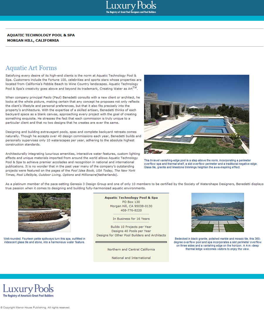 Luxury Pools - Aquatic Art Forms
